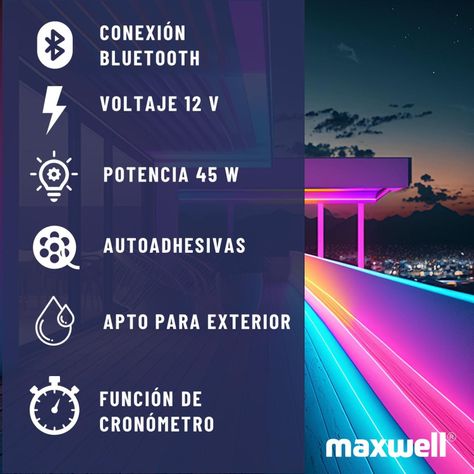 Tira Luz Led Neon 5 Mts Maxwell RGB Configurable Bluetooth-5
