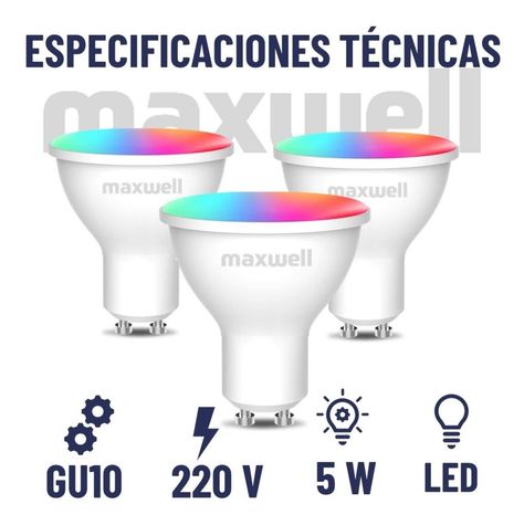 Ampolletas Inteligentes Set x3 Maxwell GU10 Wifi Tuya RGB 5W-6