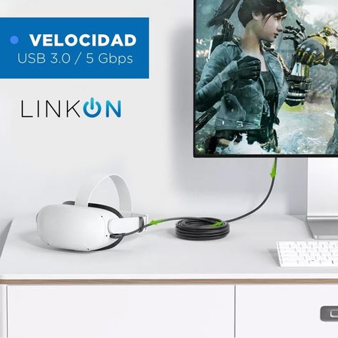 Cable para Oculus Quest VR USB-C A 3.2 - 5Gps - 6Mt - Linkon-3