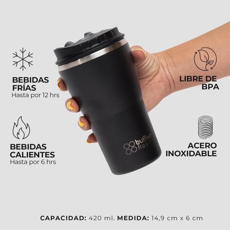 Vaso Termico Café 420ml Buffer Inox+Tapa-2
