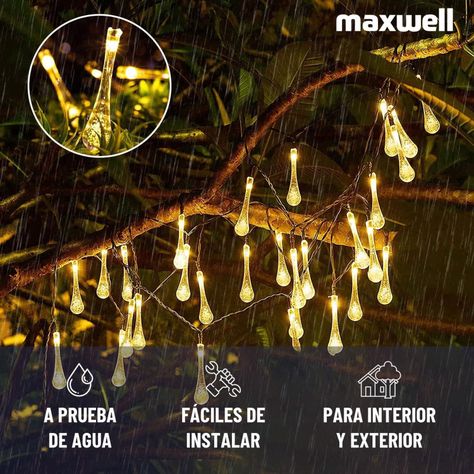 Guirnalda Solar Hada Gotas Maxwell 7m 30 Luces Led Navidad-3