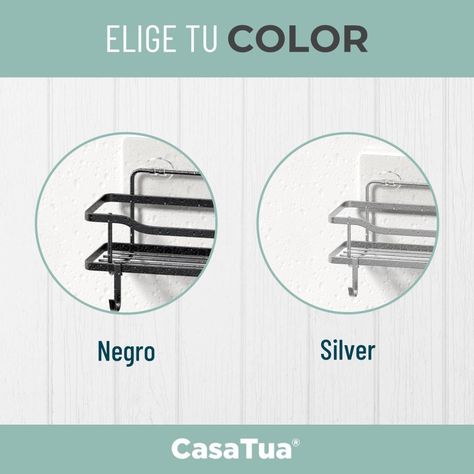 Organizador De Ducha Repisa Baño Adhesivo Set 2 Inoxidable negro-7