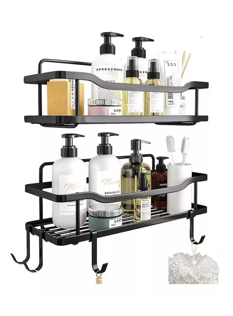 Organizador De Ducha Repisa Baño Adhesivo Set 2 Inoxidable negro-1