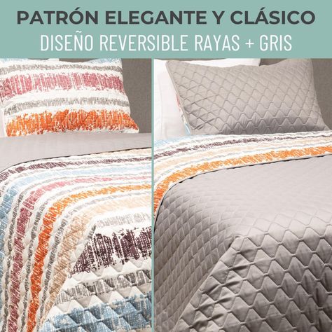 Cubrecama Cobertor Quilt Reversible fundas King y Super King-5