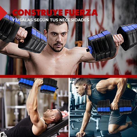 Mancuernas Ajustables Set de 30 Kg Total Fitnics 2en1 +Barra-5