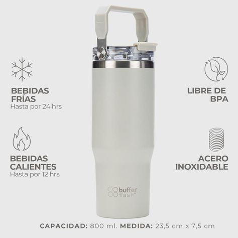 Botella Termica Agua Mug Buffer Acero Inox 800 ml-2