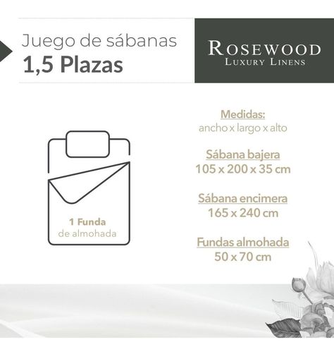 Sabanas Juego 300 Hilos 100% Algodon Rosewood 1,5 Plazas-5