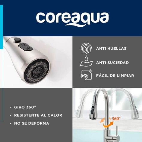 Llave Monomando Lavaplatos Extraible Griferia Cocina Coreaqu-3
