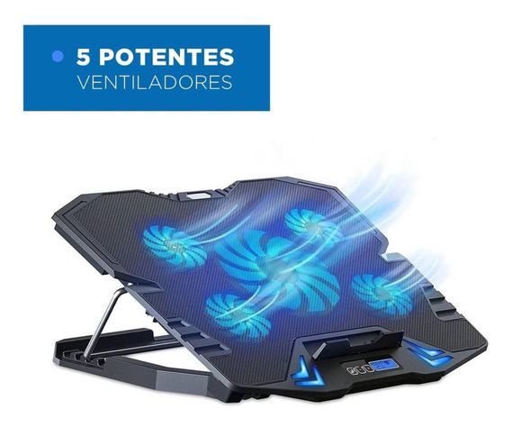 Base Ventilador Notebook Enfriador 5 Ventiladores Control Lcd-5