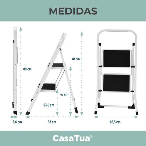 Escalera Plegable Multiuso 2 Peldaños Compacta y Resistente-1