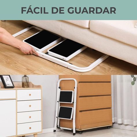 Escalera Plegable Multiuso 2 Peldaños Compacta y Resistente-7