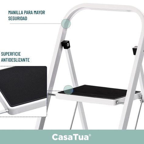 Escalera Plegable Multiuso 2 Peldaños Compacta y Resistente-8