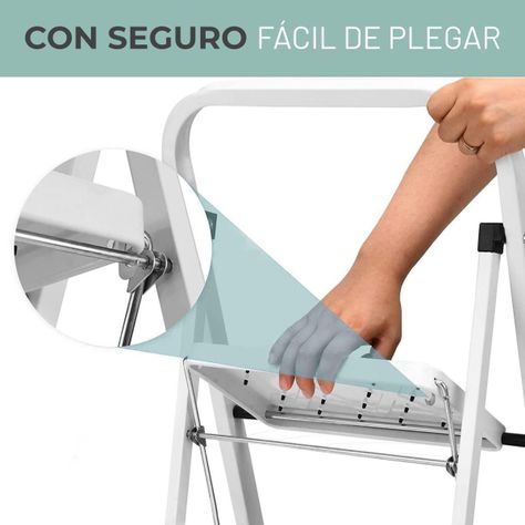 Escalera Plegable Multiuso 2 Peldaños Compacta y Resistente-6
