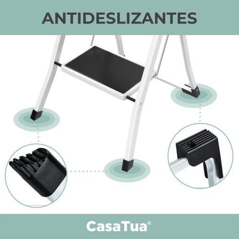 Escalera Plegable Multiuso 2 Peldaños Compacta y Resistente-4