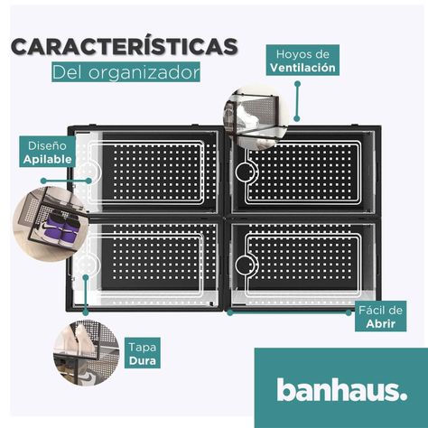Caja Organizadora Zapatos Set X4 Banhaus Zapatero Apilable-2