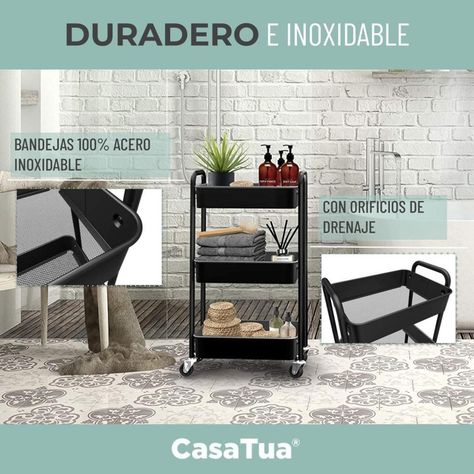 Carrito Carro Organizador Multiuso con Ruedas Acero CasaTua-3
