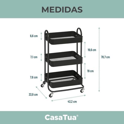 Carrito Carro Organizador Multiuso con Ruedas Acero CasaTua-5