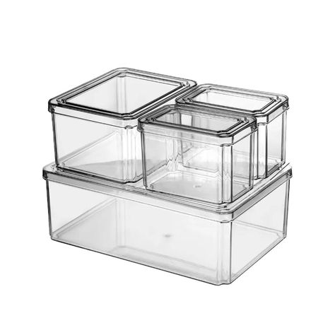 Organizador Refrigerador Cocina Contenedores Con Tapa Set 4-1