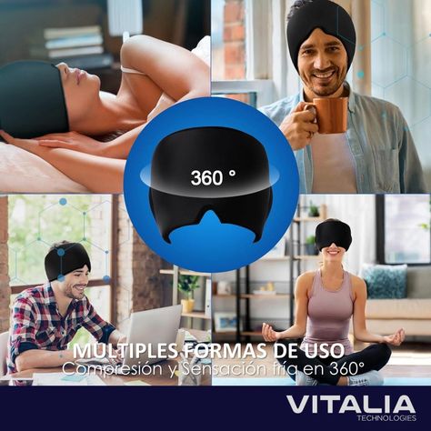 Compresa Gorro de Gel Frio Migraña Dolor de Cabeza Vitalia-1