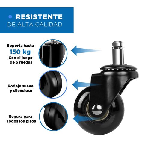 Ruedas Para Silla Escritorio Tipo Roller Universal Set de 5-1