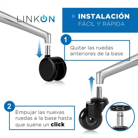 Ruedas Para Silla Escritorio Tipo Roller Universal Set de 5-4