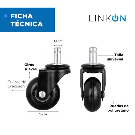 Ruedas Para Silla Escritorio Tipo Roller Universal Set de 5-6