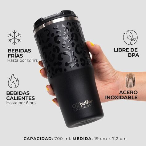 Vaso Termico Agua Cafe Buffer AceroInox + Tapa 700ml-2