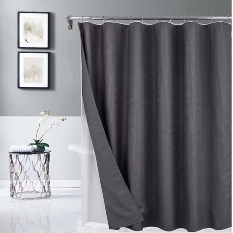 Cortina Baño Ducha Impermeable CasaTua Con Iman y Forro-1