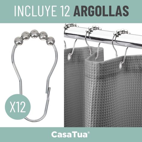 Cortina Baño Ducha Impermeable CasaTua Con Iman y Forro-2