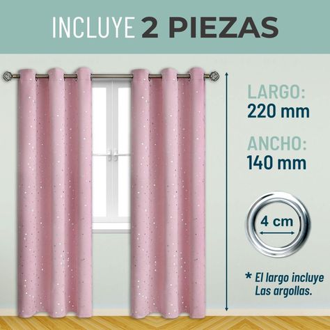 Cortina Niña Niño Semi Blackout Casatua 2 Paños 140x220cm.-5