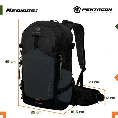 Mochila Trekking Outdoor Camping Pentagon 30 lt Impermeable-6