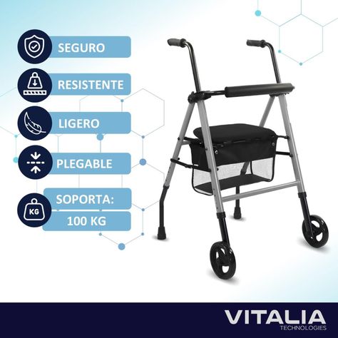 Andador Burrito con Asiento Liviano y Firme Ruedas Plegable-2