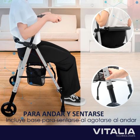 Andador Burrito con Asiento Liviano y Firme Ruedas Plegable-3