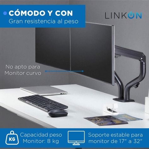 Soporte Brazo Doble Para Monitor Escritorio Linkon Ajustable-1