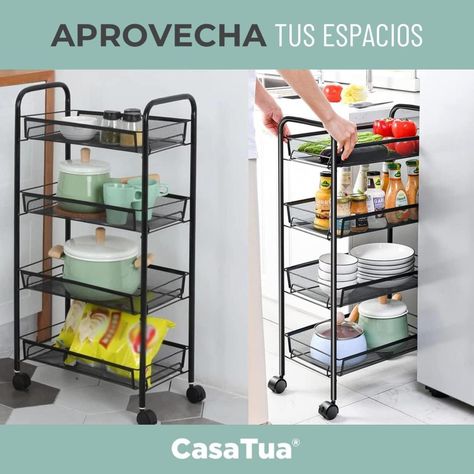 Carrito Carro Organizador Multiuso Acero Inoxidable + Ruedas-3