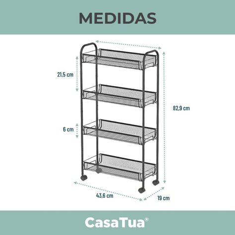 Carrito Carro Organizador Multiuso Acero Inoxidable + Ruedas-4