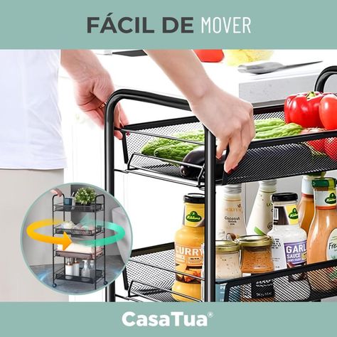 Carrito Carro Organizador Multiuso Acero Inoxidable + Ruedas-6