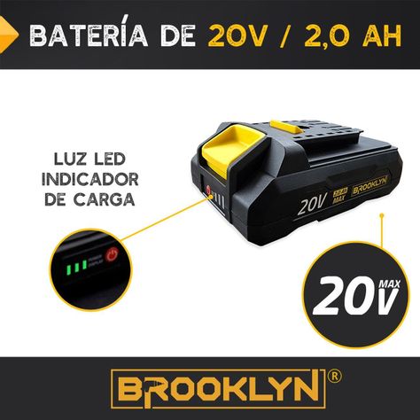 Bateria 20V Litio 2.0Ah Herramientas Brooklyn Sistema ONE-2