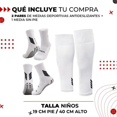 Medias Futbol Niños Antideslizantes Set 2 + Pantorrillera blanco-8