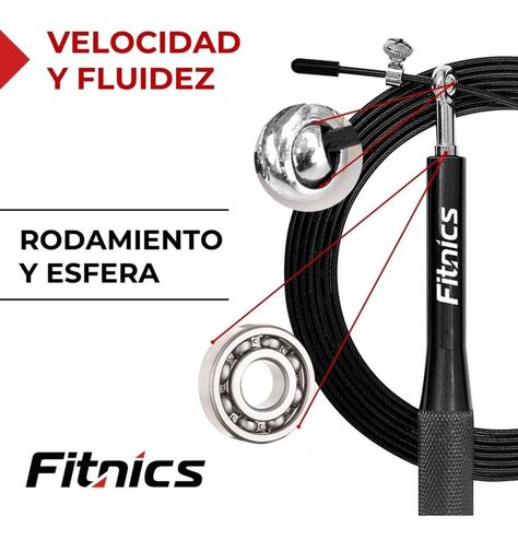Cuerda Saltar Ajustable con Peso Profesional Cardio Crossfit Silver negro-2