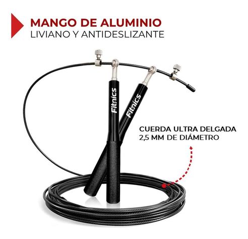 Cuerda Saltar Ajustable con Peso Profesional Cardio Crossfit Silver negro-3