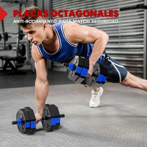 Mancuernas Ajustables Set de 15 Kg Total Fitnics 2en1 +Barra-3