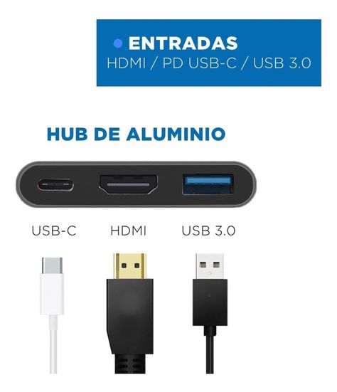 Hub Adaptador Usb Tipo C 3 en 1 Linkon Hdmi Para Mac Macbook-1