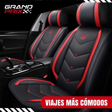 Funda Cubre Asiento Auto GrandPrix Ecocuero Premium Univers Negro/Rojo Negro/Rojo-1