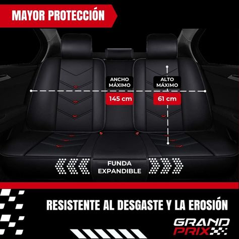 Funda Cubre Asiento Auto GrandPrix Ecocuero Premium Univers Negro/Rojo Negro/Rojo-2