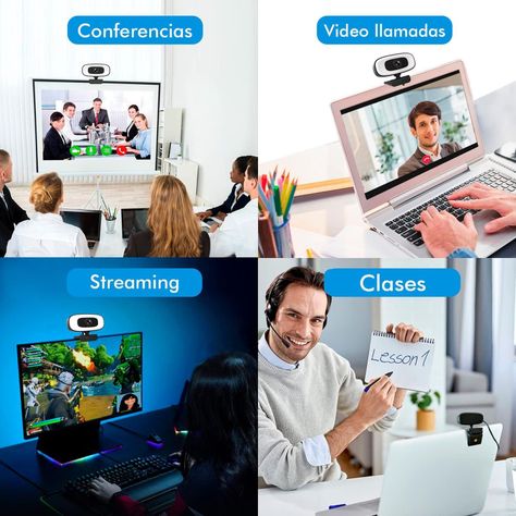 Webcam Camara Web 2K Aro de Luz Microfono Tripode CubreLente-8