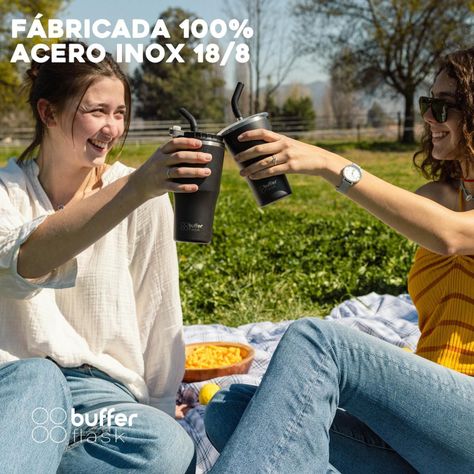 Vaso Termico Agua Cafe 600ml Buffer Acero Inox +Tapas-3