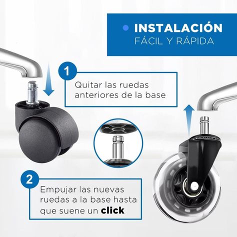 Ruedas Para Silla Escritorio Tipo Roller Set 5 Universales-4