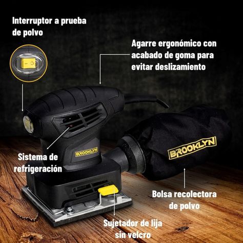 Lijadora Orbital Profesional Brooklyn 240W 220V 1/4 de Hoja-2