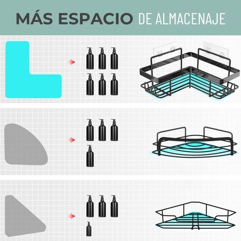 Organizador De Ducha Repisa Baño + Jabonera Set 3 Inoxidable-3